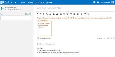 Enviar archivos en Outlook.com desde SkyDrive | Trucosoutlook.com