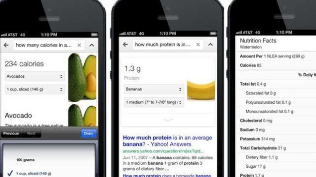 Google añade información nutricional a las busquedas de alimentos
