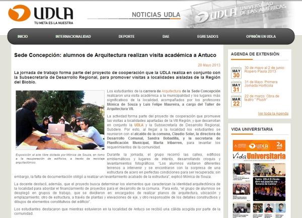 Presencia de Nuestra Escuela en Boletín UDLA Clic en la imagen para leer la publicación digital