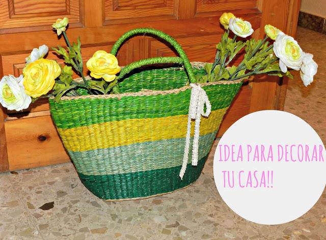 Capazo a modo de jarrón para decorar tu casa Capazo a modo de jarrón para decorar tu casa