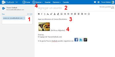 Pasos para enviar un correo electrónico en Outlook.com Pasos para enviar un correo electrónico en Outlook.com | Trucosoutlook.com