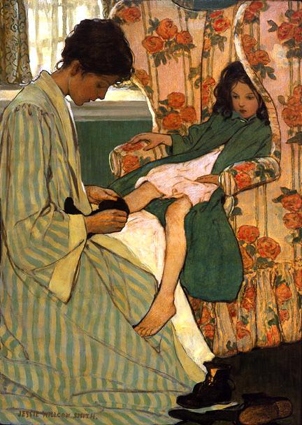 Madres que cuidan de sus hijos con paciencia y ternura. Jessie Willcox Smith