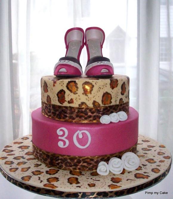 Diseños originales para cupcakes - Pastel zapato de leopardo Diseños originales para cupcakes