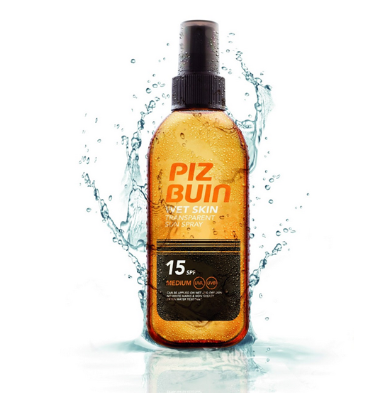 Wet Skin de Piz Buin, para aplicar con la piel mojada Wet Skin Spray Solar