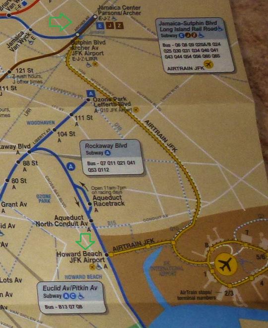 Transporte desde el aeropuerto JFK en Nueva York recortado metro