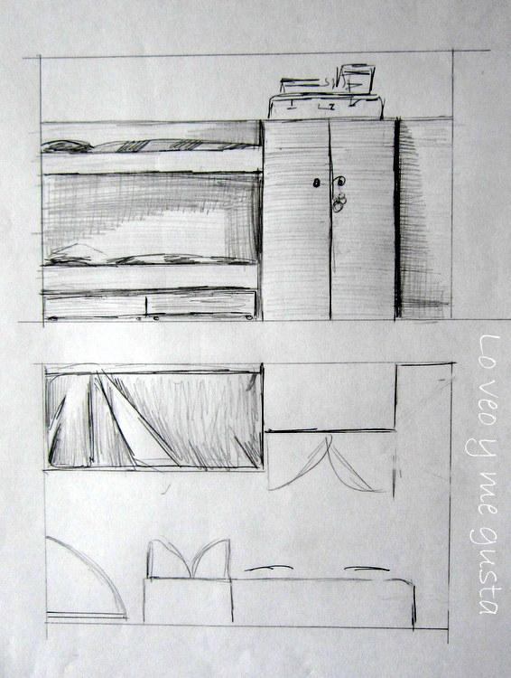 Bocetos de dormitorio para dos niñas Bocetos de dormitorio para dos niñas