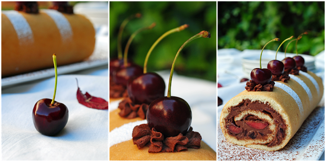 Brazo gitano de trufa y cerezas del Jerte Brazo gitano de trufa y cerezas del Jerte