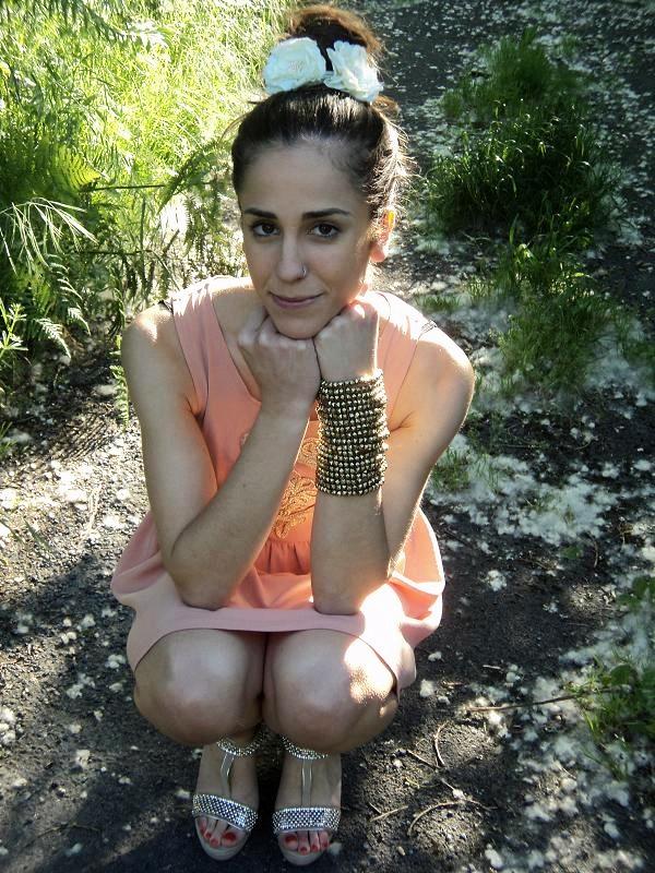 Romantic style vestido salmón