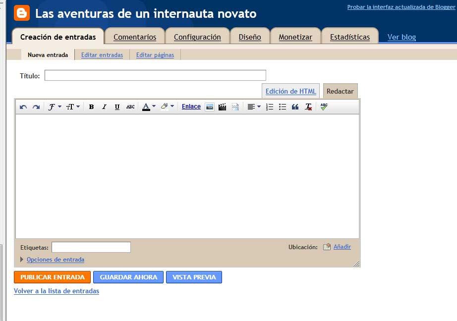 Crea tu propio sitio Web con Blogger