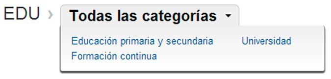 Categorías principales del canal o microsite de Youtube Educación