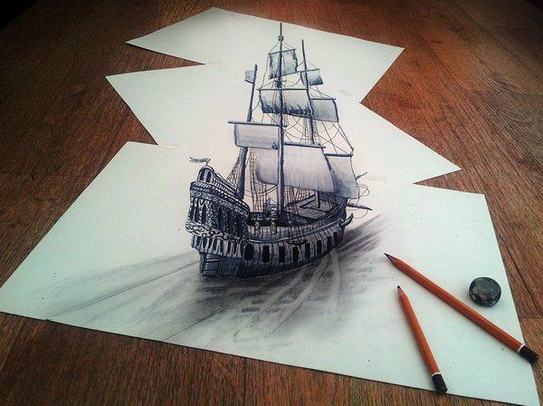 Alucinantes dibujos anamórficos de Ramon Bruin – JJK Airbrush jjk-airbrush-boat