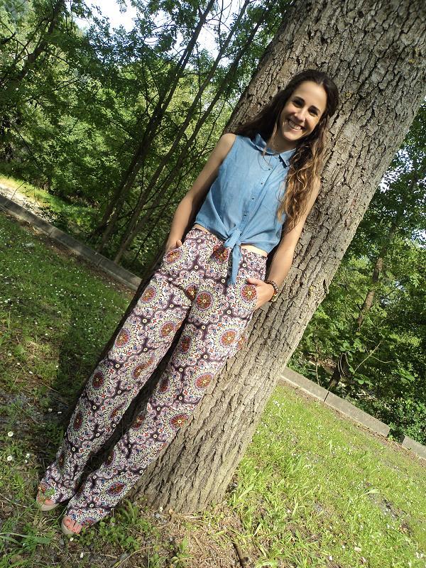 Pijama pants, comfy look denim shirt