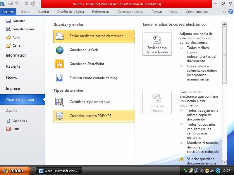 Pasar de word a pdf Pasar de word a pdf