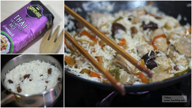 Salteado de arroz Thai con solomillo de cerdo ibérico y verduras Salteado de arroz Thai con solomillo de cerdo ibérico y verduras