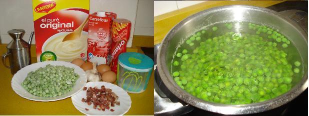 GUISANTES CON JAMÓN, PURÉ Y HUEVOS FRITOS GUISANTES CON JAMÓN, PURÉ Y HUEVOS FRITOS
