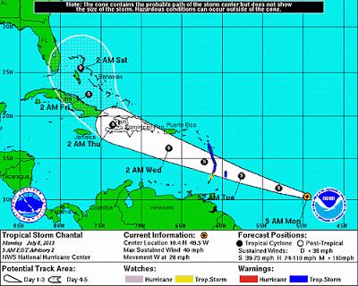 Se forma ciclón Chantal; apunta a República Dominicana.