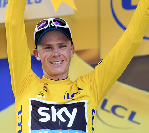 Chris Froome con el Maillot Amarillo tras ganar en AX3 Domaines. (Foto: Team Sky)