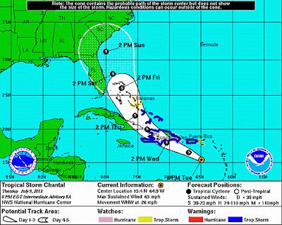 Se da por hecho Chantal entrará a República Dominicana.