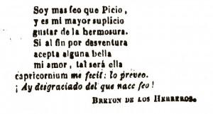 Fragmento del poema de Bretón de los Herreros publicado en 