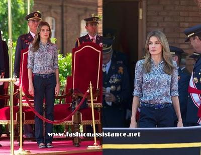 Los Príncipes de Asturias visitan la Academia del Aire de León. El look de Dña. Letizia