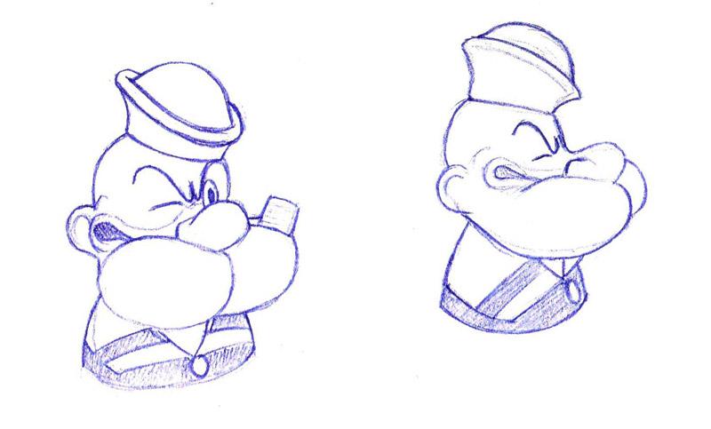 Dibujo de juguetes 3: Rotación de Popeye / Toy drawing 3: Popeye turnaround