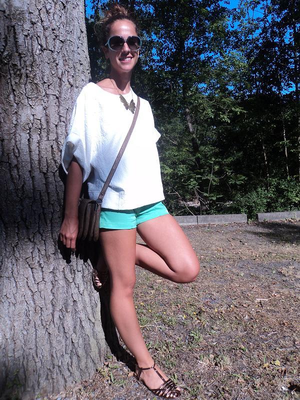 Mint shorts summer look