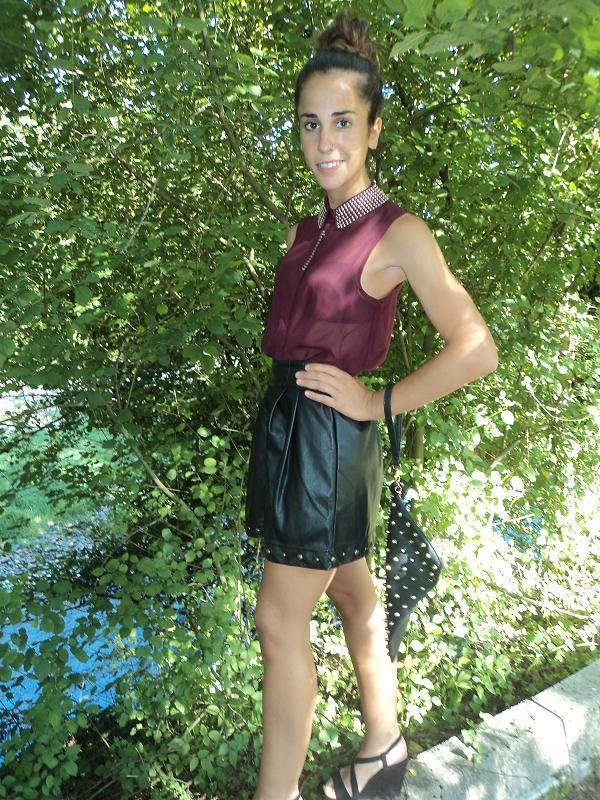 Transparent shirt black leather