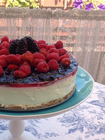 TARTA DE QUESO Y FRAMBUESAS SIN HORNO