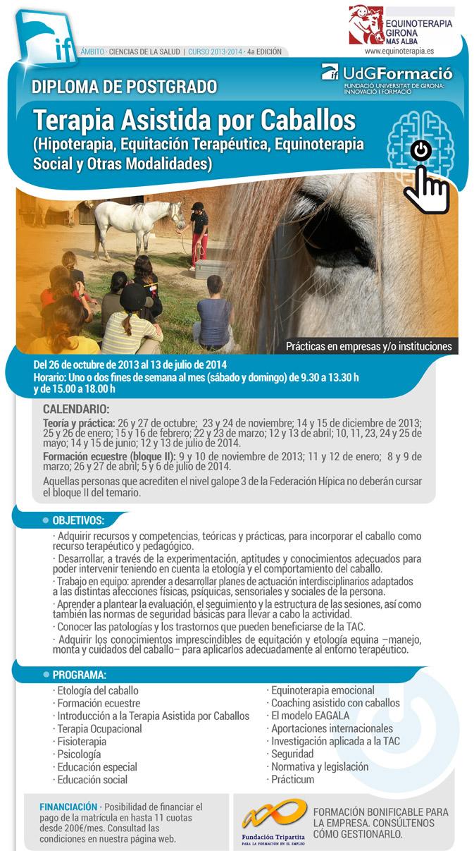Postgrado en Terapia Asistida por Caballos (Hipoterapia, Equitación Terapéutica, Equinoterapia Social y Otras Modalidades) Postgrado en Terapia Asistida por Caballos (Hipoterapia, Equitación Terapéutica, Equinoterapia Social y Otras Modalidades)