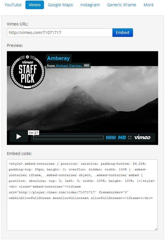 Cómo obtener el código responsivo de Youtube, Google Maps, Vimeo e Instagram embed-responsively