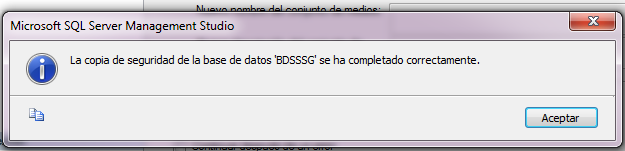 Mensaje de aviso sobre la creación del Backup Mensaje de aviso sobre la creación del Backup