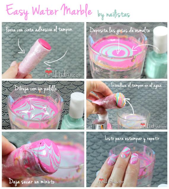 Mater Marble nail art paso a paso