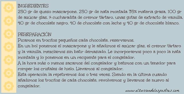 Helado de Mascarpone con Tres Chocolates