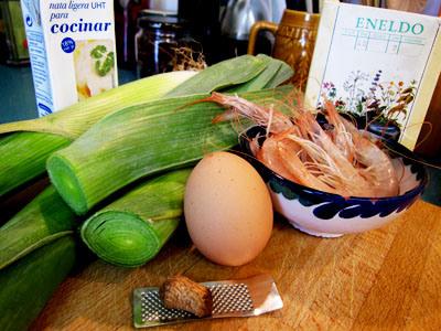 Pastel de Puerros y Gambas al Eneldo Pastel de puerros y gambas al eneldo