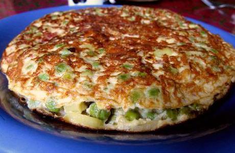 Tortilla de guisantes (con jamón) Tortilla de guisantes con jamón