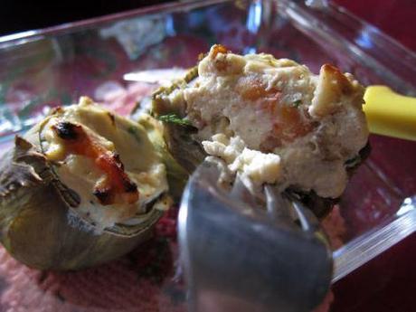 Alcachofas rellenas de gambas y ricotta Alcachofas rellenas de ricotta y gambas