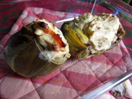 Alcachofas rellenas de gambas y ricotta Alcachofas rellenas de ricotta y gambas