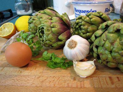 Alcachofas rellenas de gambas y ricotta Alcachofas rellenas de ricotta y gambas