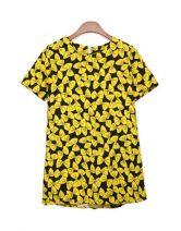 Favorites Sheinside Yellow Short Sleeve Bow Print Straight Dress