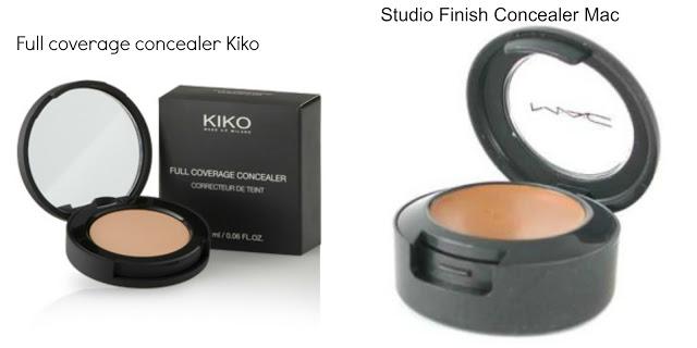 Full coverage concealer Kiko Vs Studio finish concealer de Mac Full coverage concealer Kiko Vs Studio finish concealer de Mac