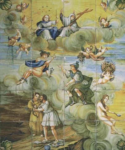 Azulejos alegóricos de la verdad y la ignorancia en Valencia Gracia Divina Verdad Ignorancia