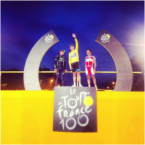 Nairo Quintana, Chris Froome y Joaquim Rodríguez en el Podium del Tour de Francia 2013 (Foto: Le Tour)