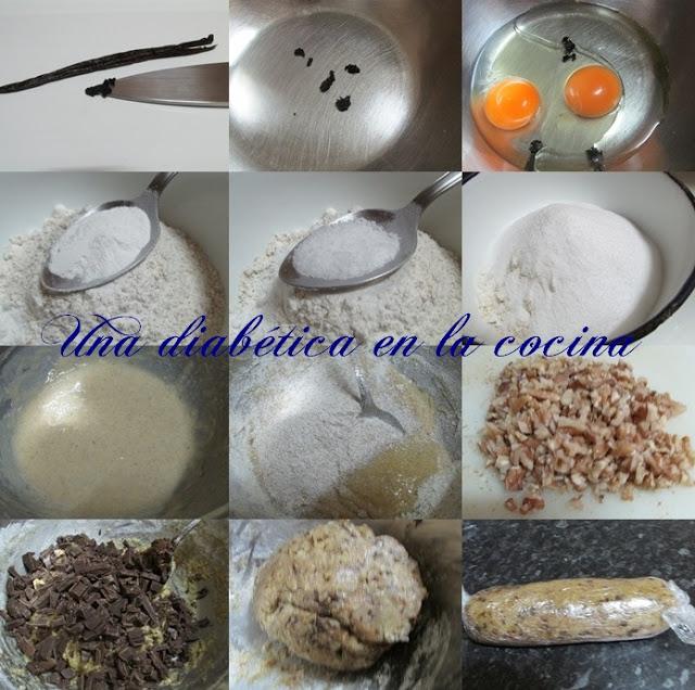 Cookies integrales de chocolate y nueces aptas para diabéticos Cookies integrales de chocolate y nueces aptas para diabéticos