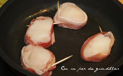 Rape con jamón y salsa de pimientos verdes Rape con jamón y salsa de pimientos verdes