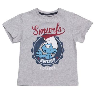 Looks para pitufear que a tus hijos les encantarán camiseta para niño gris con la imagen de pitufo vanidoso