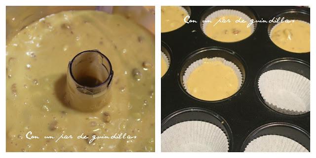 Magdalenas de chocolate blanco y nueces Magdalenas de chocolate blanco y nueces