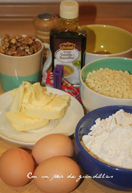 Magdalenas de chocolate blanco y nueces Magdalenas de chocolate blanco y nueces