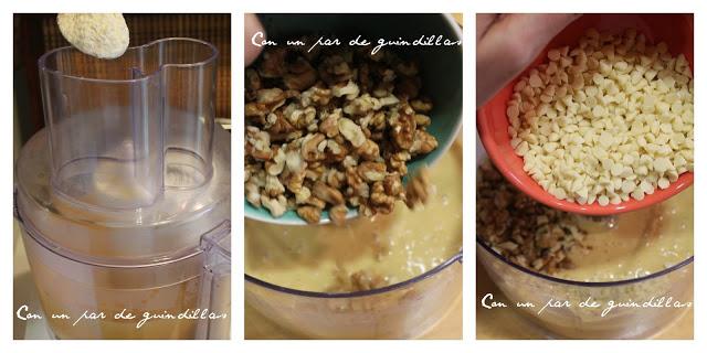 Magdalenas de chocolate blanco y nueces Magdalenas de chocolate blanco y nueces