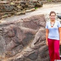 Elefantes grabados Anuradhapura, sobre ruinas en Tuktuk