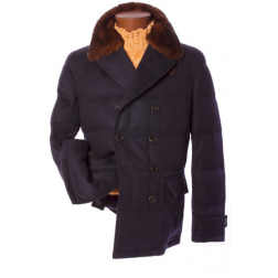 Los trajes más costosos del mundo Navy DB Cashmere P-Coat w/chinchilla Collar